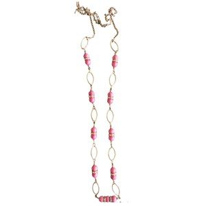 Gold, pink beaded necklace